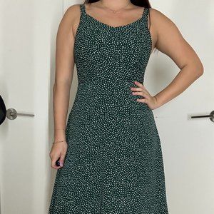 PLAYDRESS (Boutique) - Green PolkaDot A-Line Dress (Fits like S) (WORN ONCE)